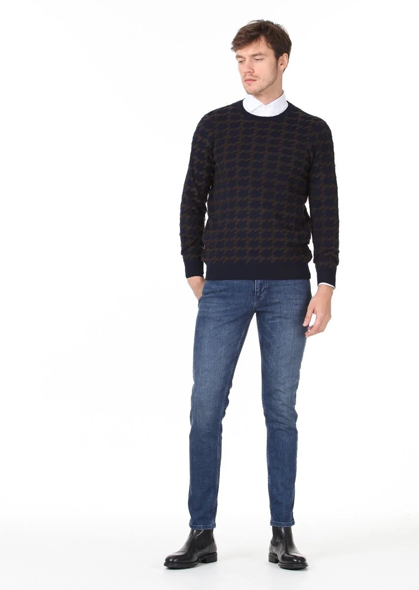 Navy Blue Knitwear Sweatshirt - 3
