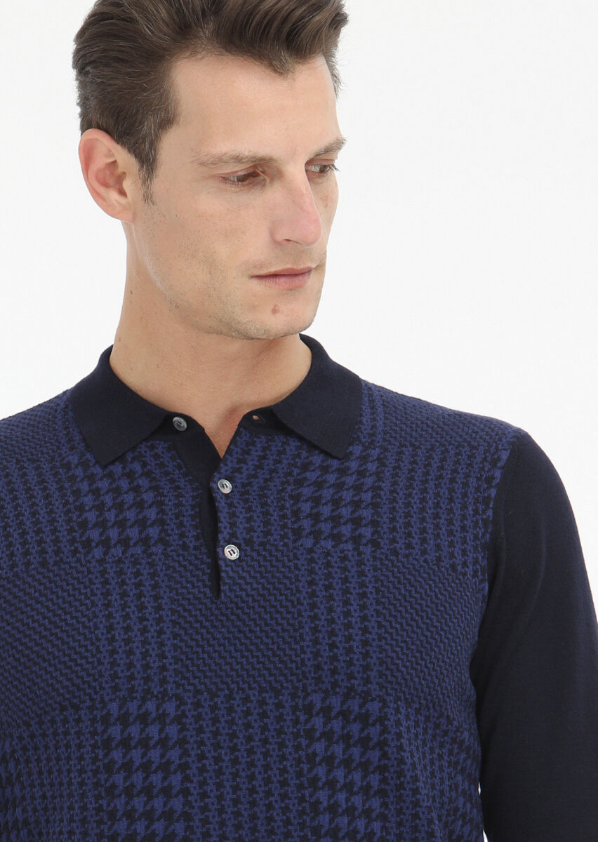 Navy Blue Knitwear Sweatshirt - 3