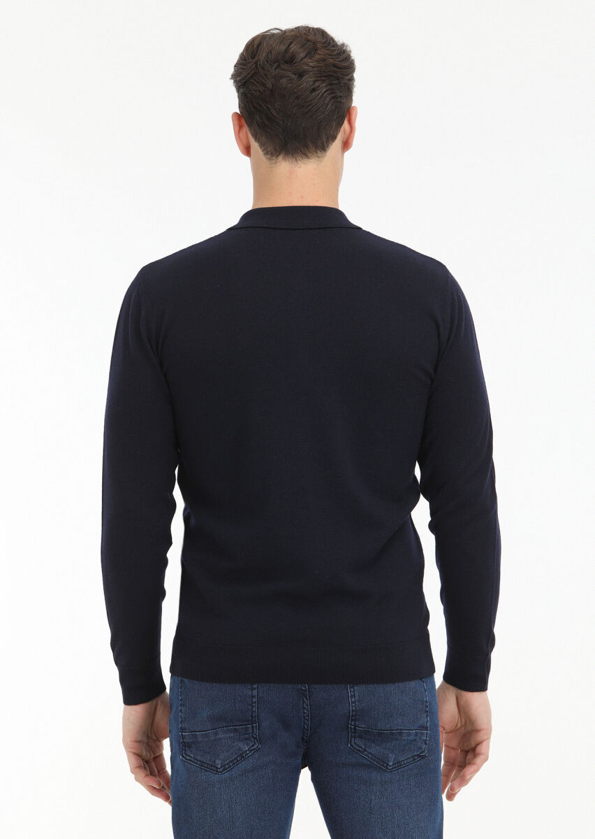 Navy Blue Knitwear Sweatshirt - 4
