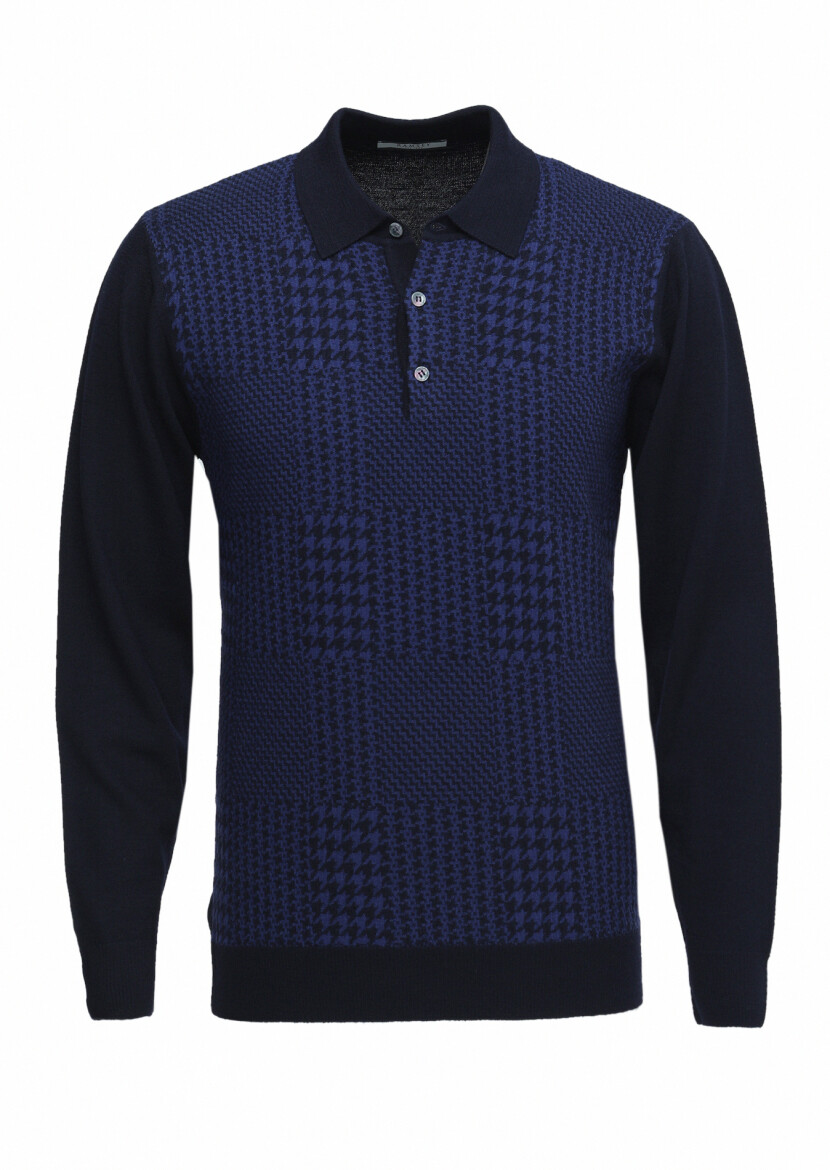 Navy Blue Knitwear Sweatshirt - 5