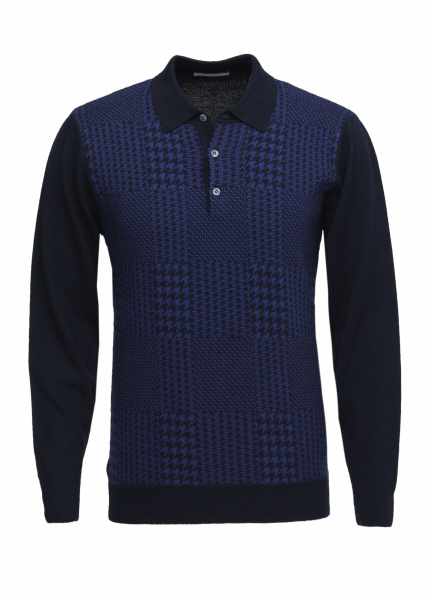 Navy Blue Knitwear Sweatshirt - 5