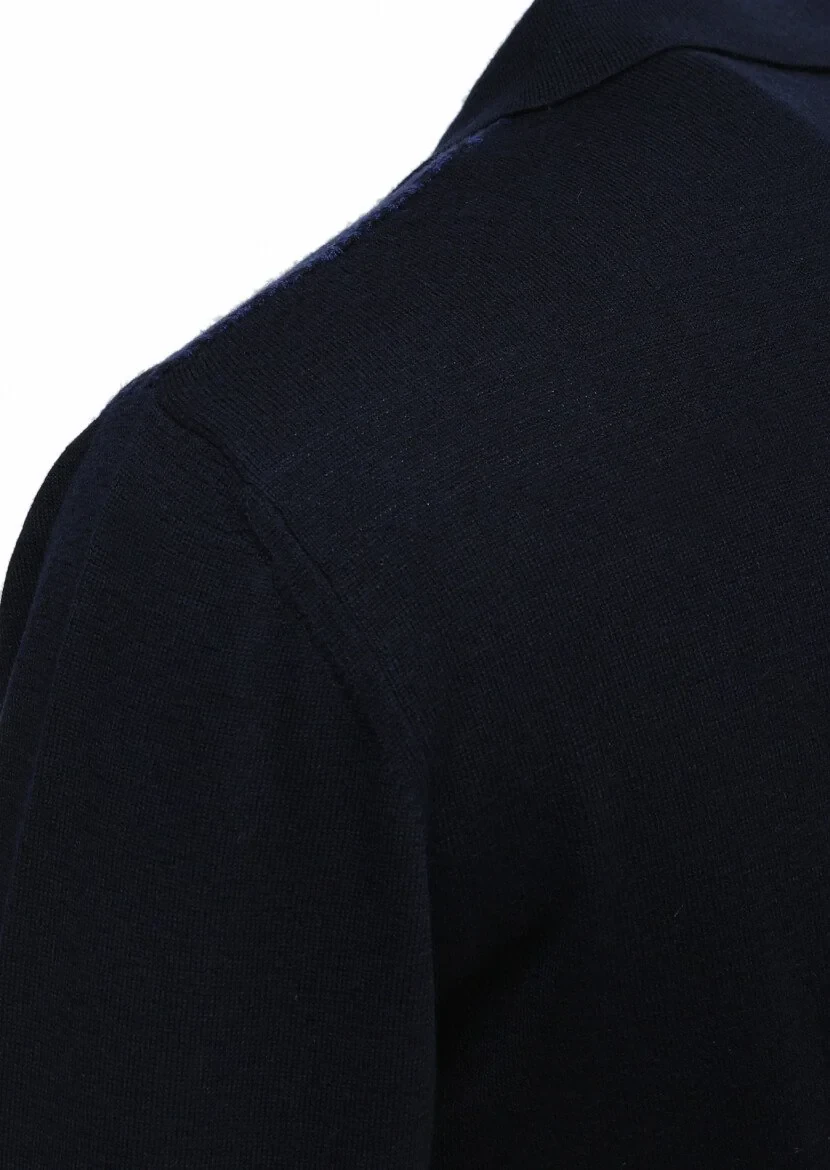 Navy Blue Knitwear Sweatshirt - 3