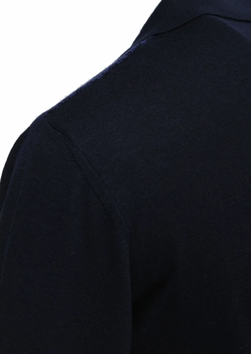 Navy Blue Knitwear Sweatshirt - 3