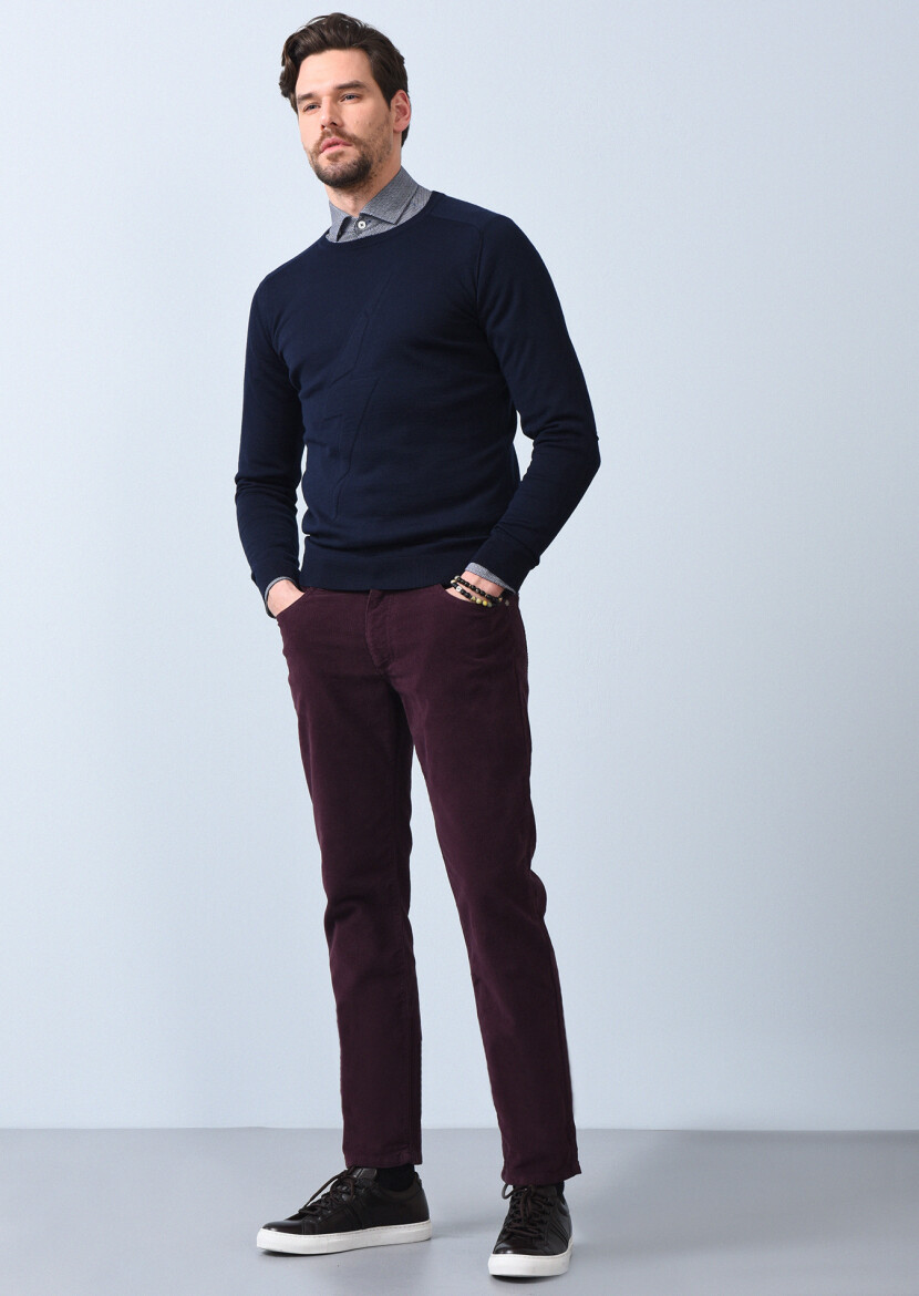 Navy Blue Knitwear Sweatshirt 
