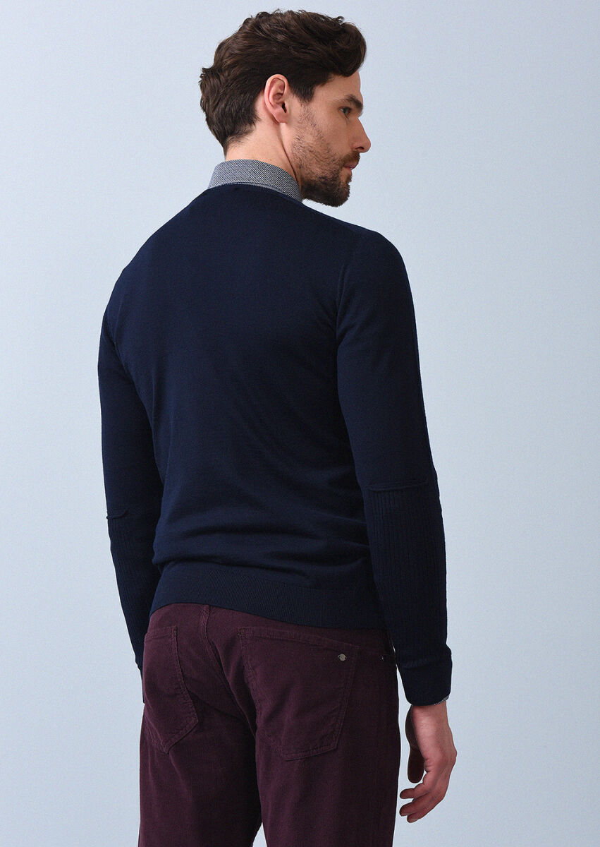 Navy Blue Knitwear Sweatshirt - 4