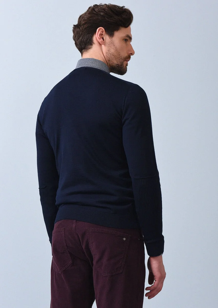Navy Blue Knitwear Sweatshirt - 5