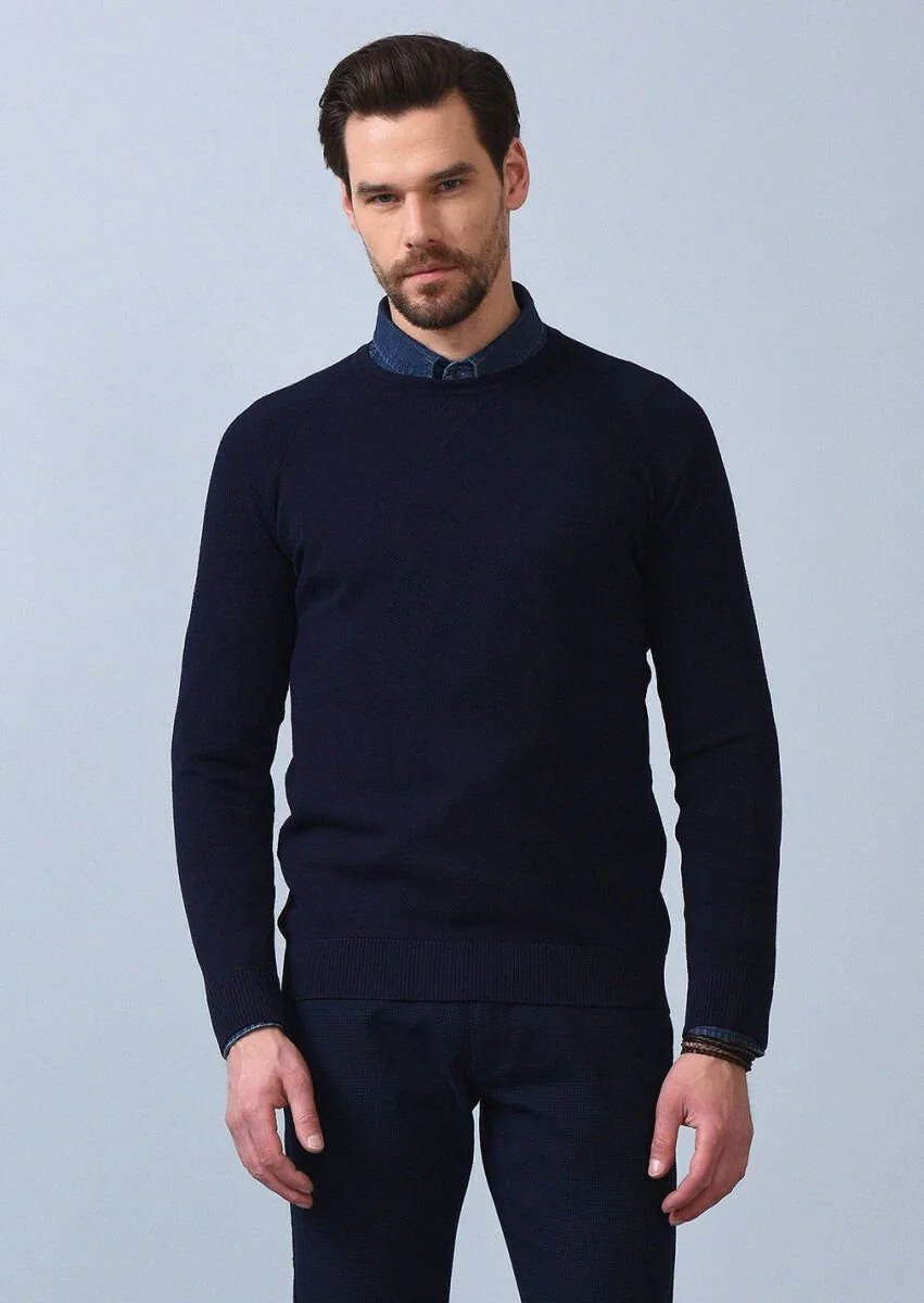 Navy Blue Knitwear Sweatshirt - 3