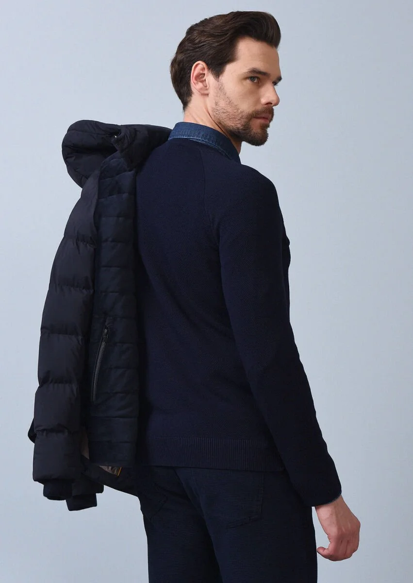 Navy Blue Knitwear Sweatshirt - 5