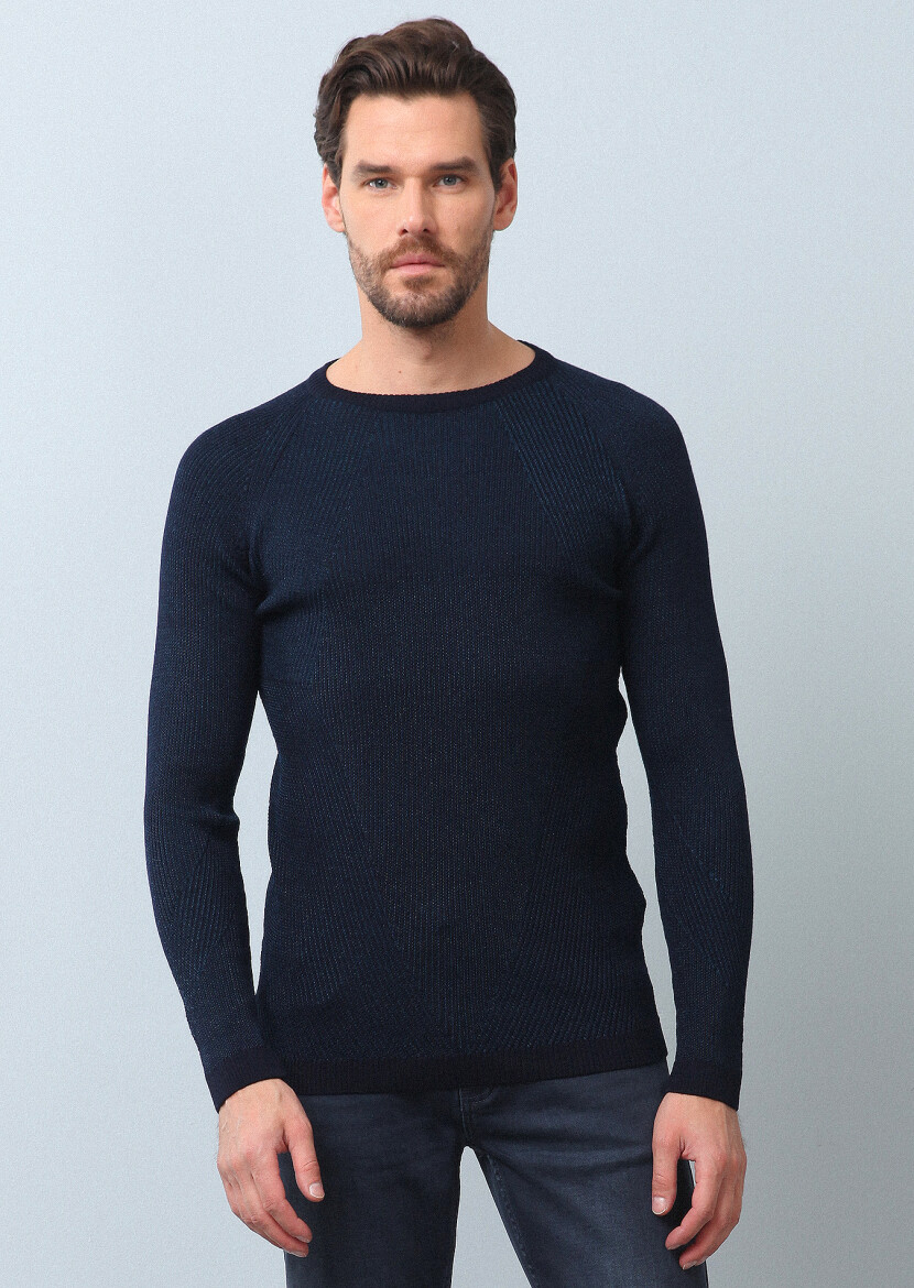 Navy Blue Knitwear Sweatshirt 