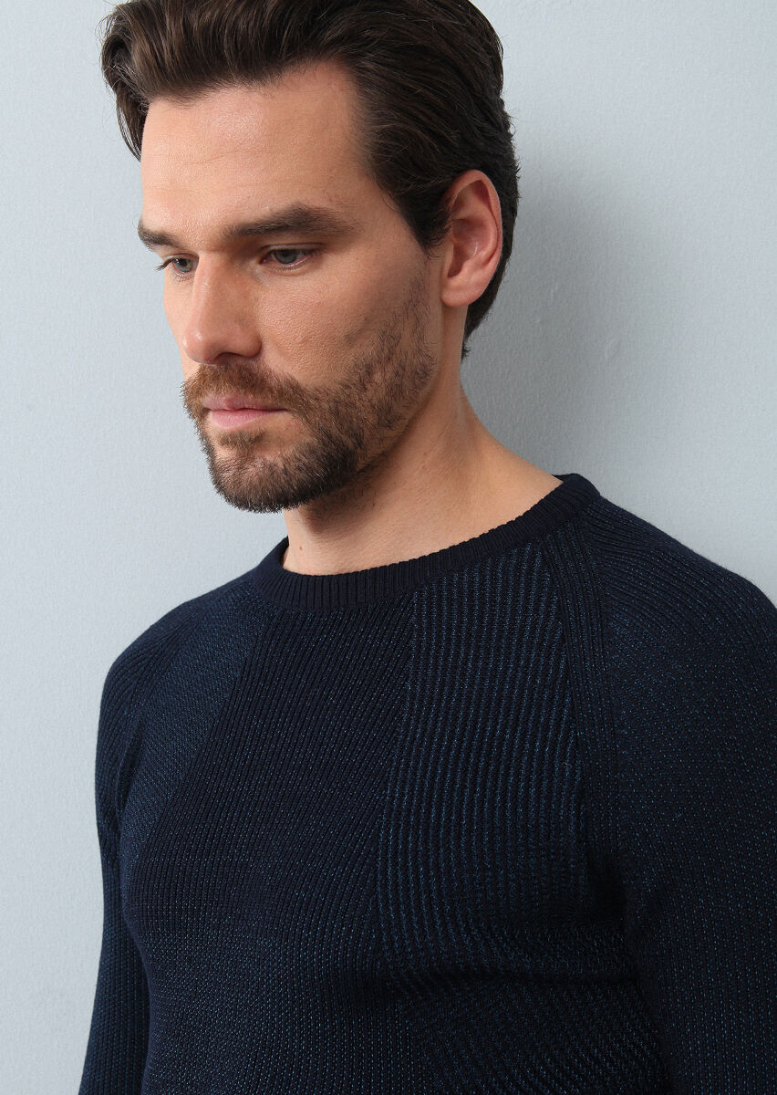 Navy Blue Knitwear Sweatshirt - 4