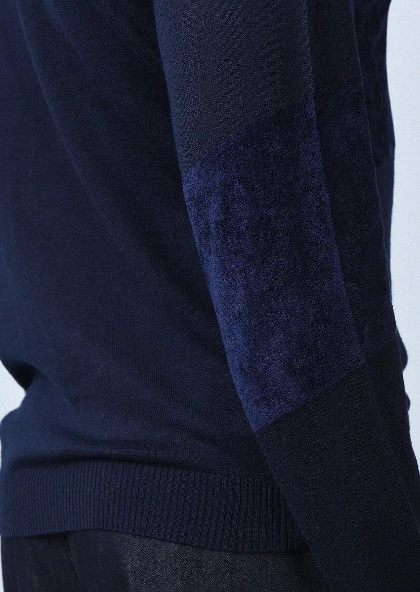 Navy Blue Knitwear Sweatshirt - 4
