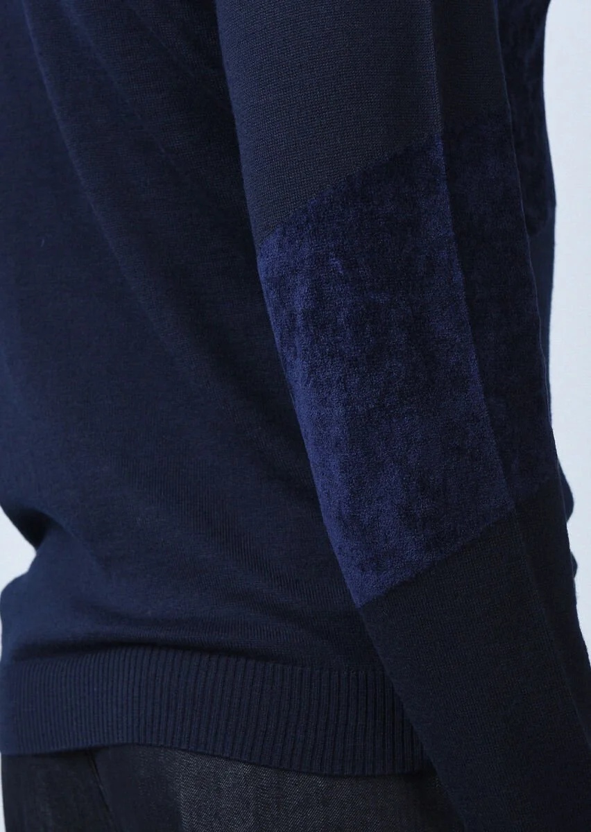 Navy Blue Knitwear Sweatshirt - 4