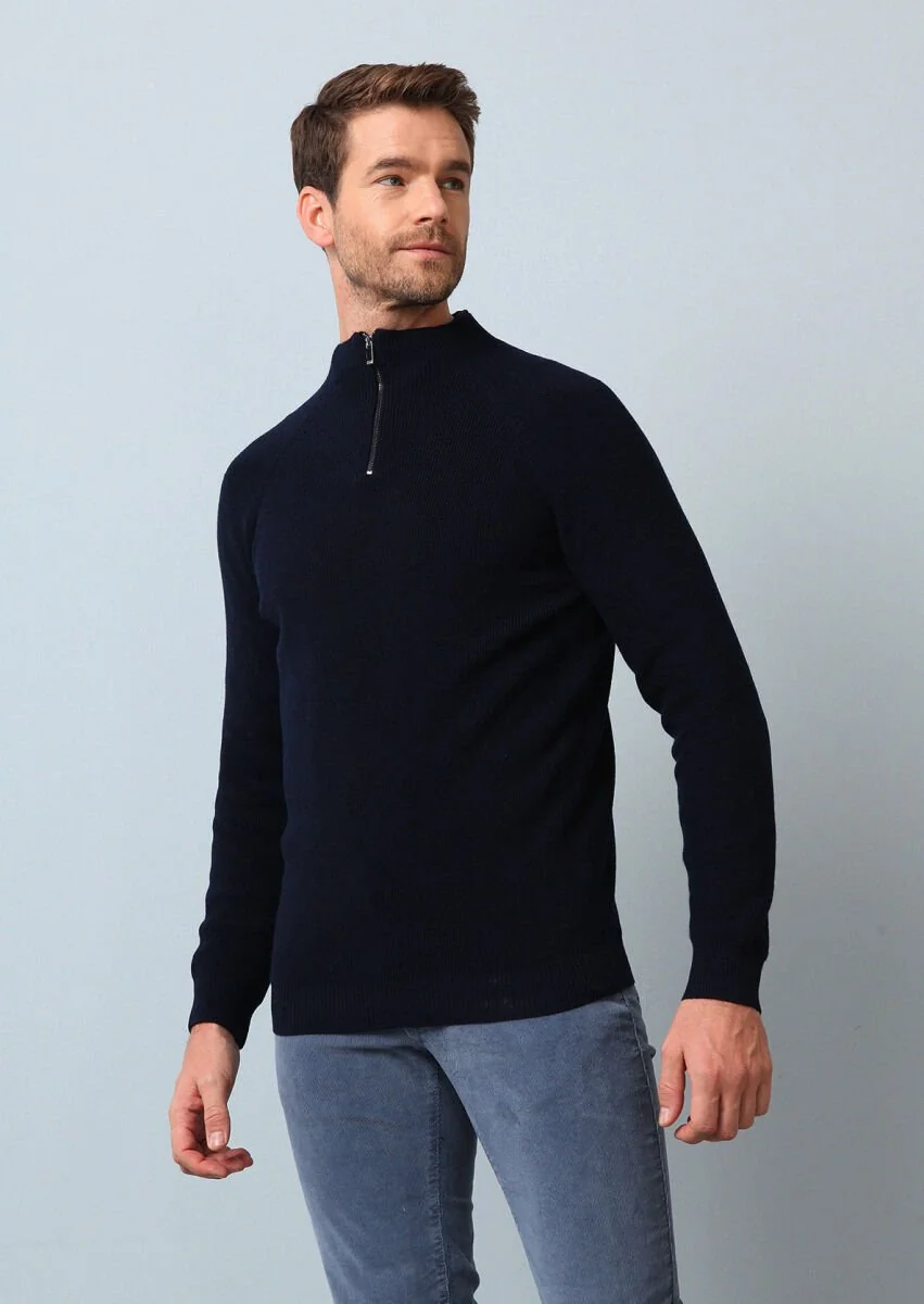 Navy Blue Knitwear Sweatshirt - 2