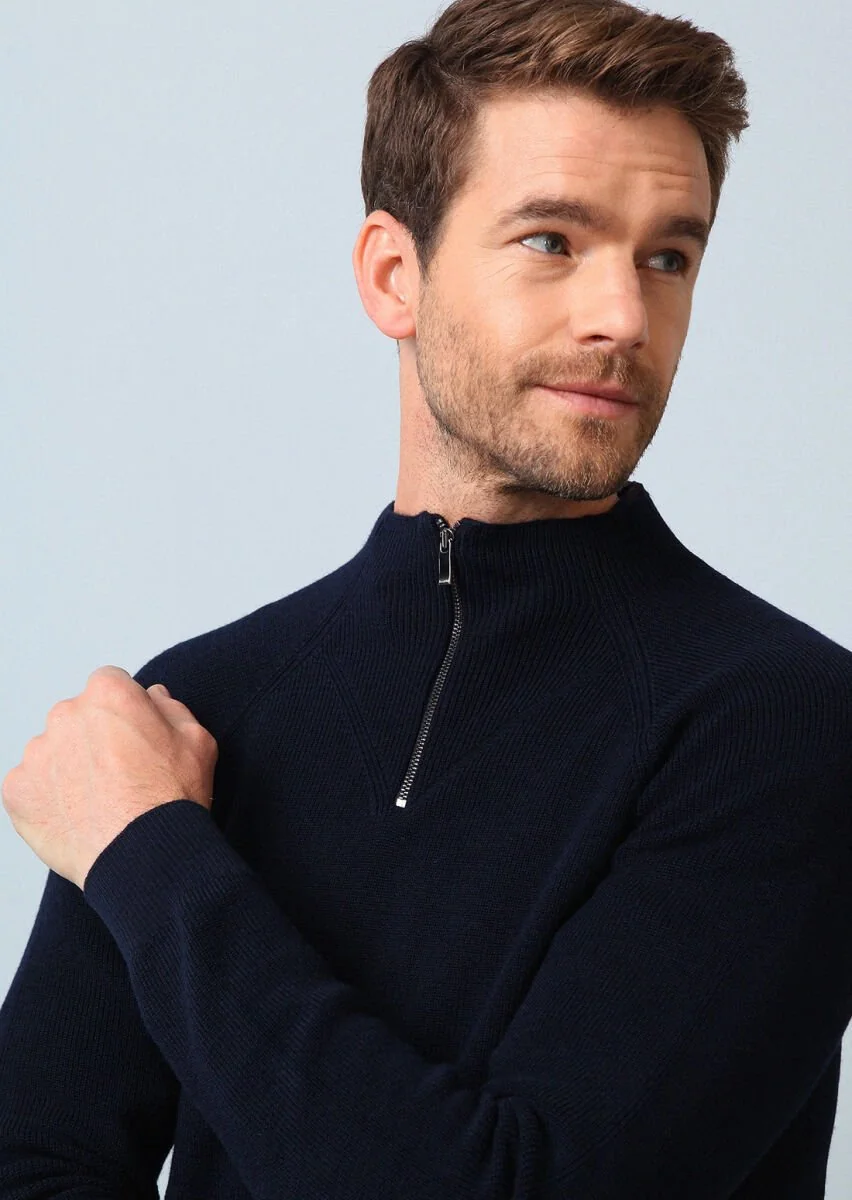 Navy Blue Knitwear Sweatshirt - 3