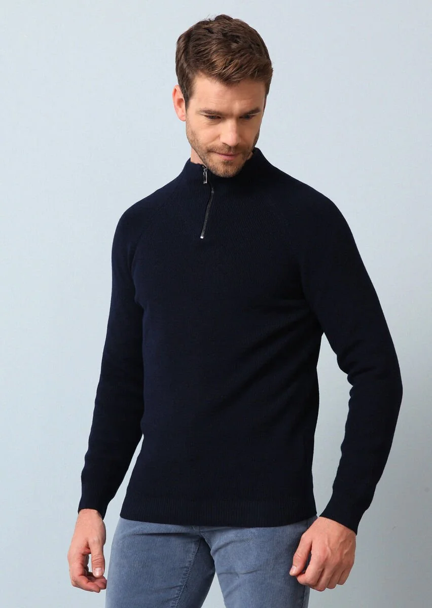 Navy Blue Knitwear Sweatshirt - 4