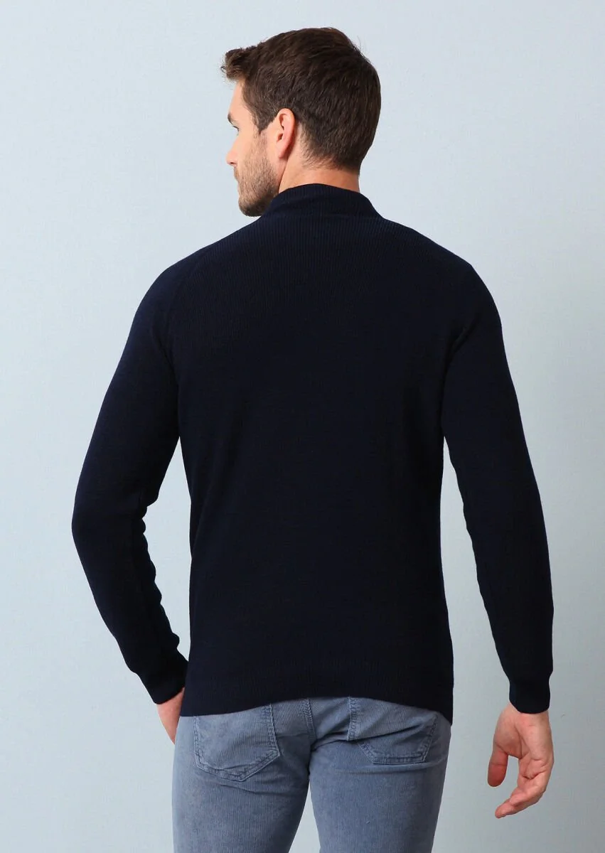 Navy Blue Knitwear Sweatshirt - 5