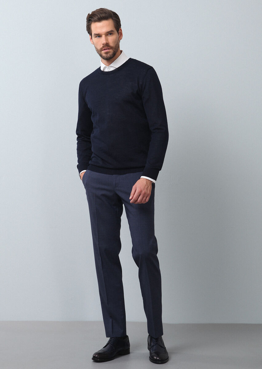 Navy Blue Knitwear Sweatshirt - 3