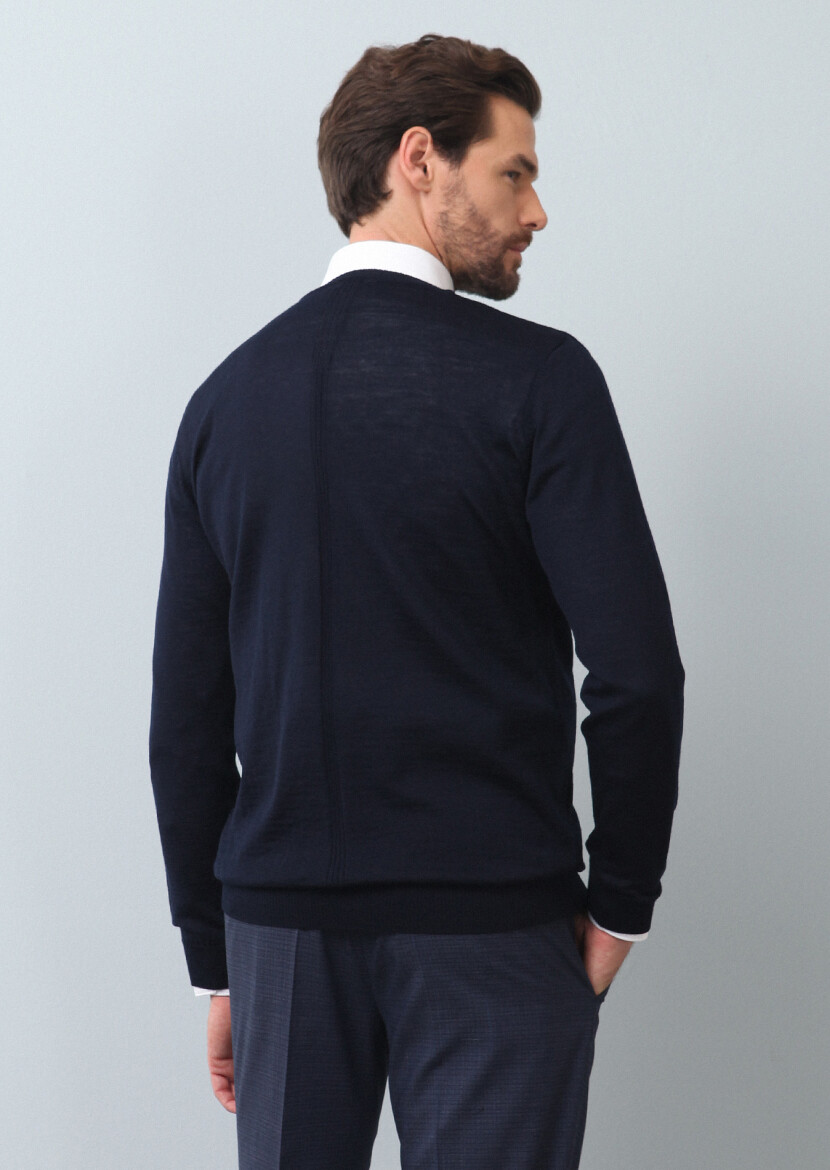 Navy Blue Knitwear Sweatshirt - 5