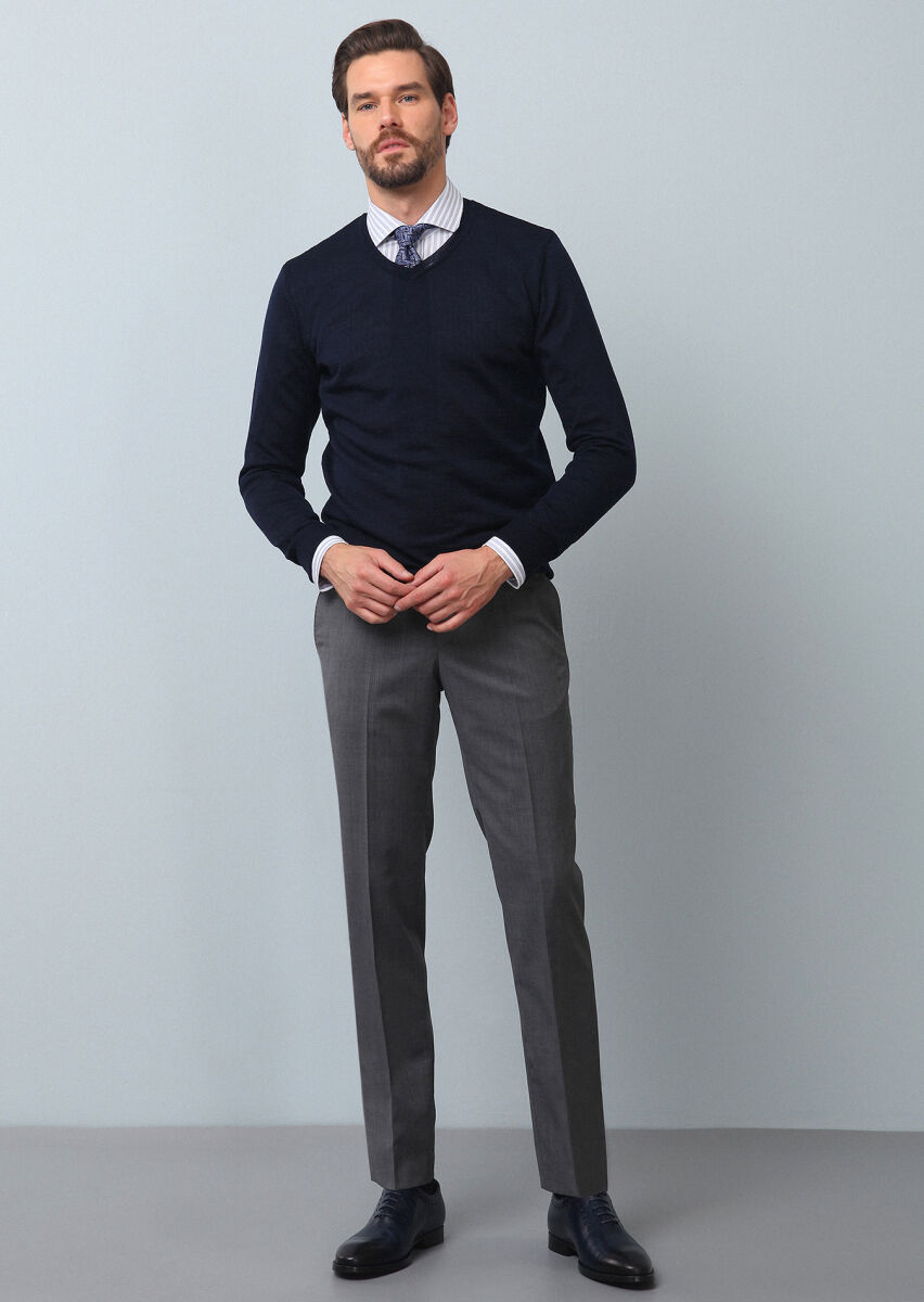 Navy Blue Knitwear Sweatshirt - 4