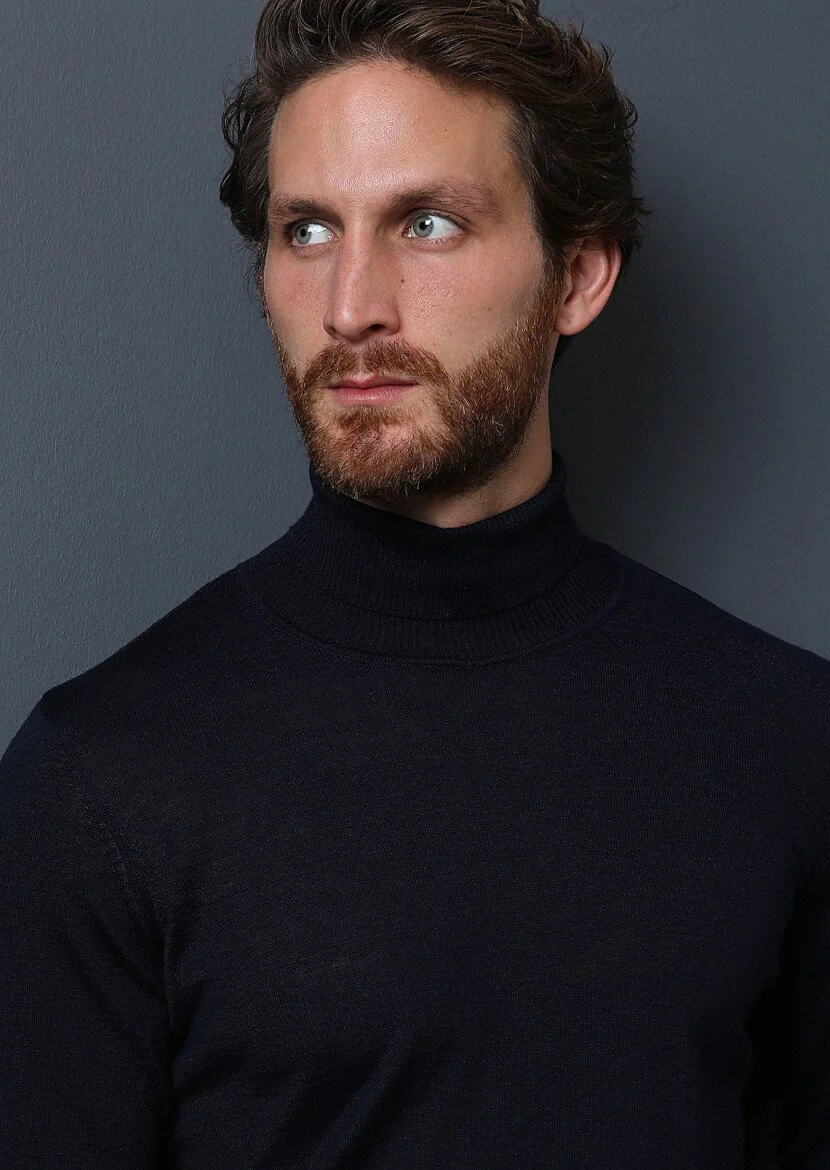 Navy Blue Knitwear Sweatshirt - 4
