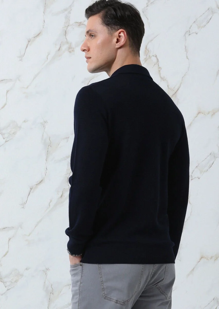 Navy Blue Knitwear Sweatshirt - 5
