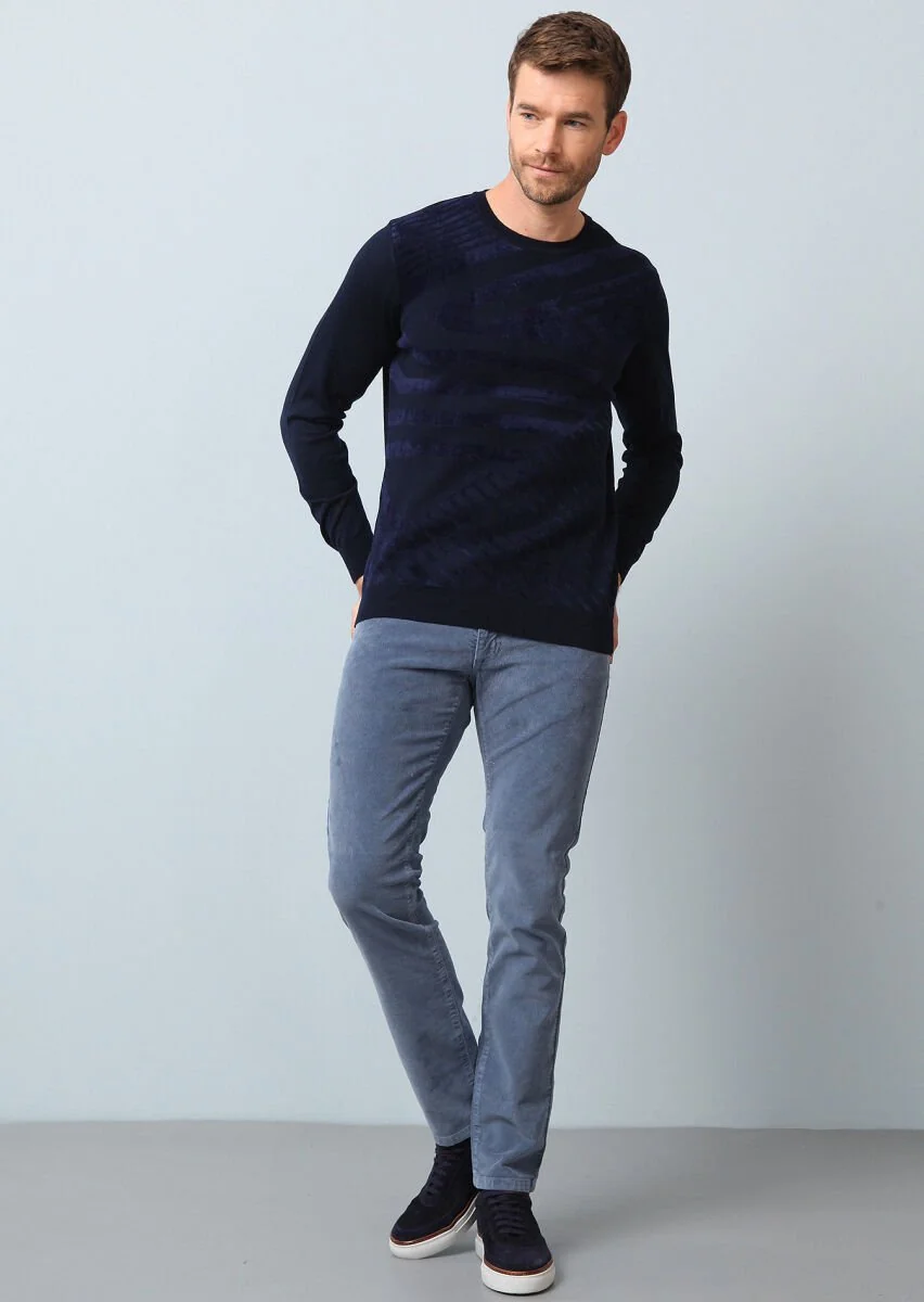 Navy Blue Knitwear Sweatshirt - 4
