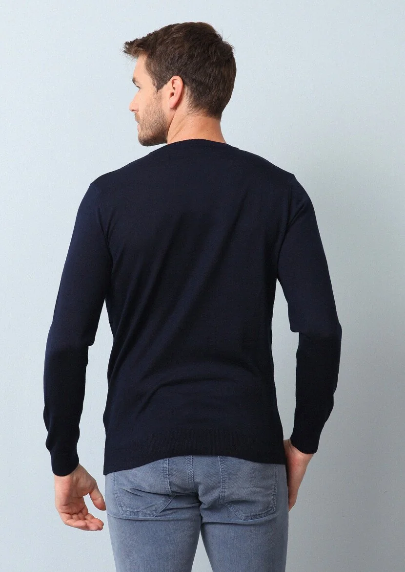 Navy Blue Knitwear Sweatshirt - 5