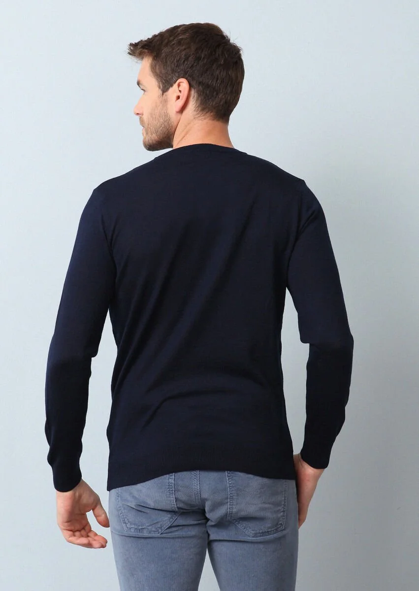 Navy Blue Knitwear Sweatshirt - 5