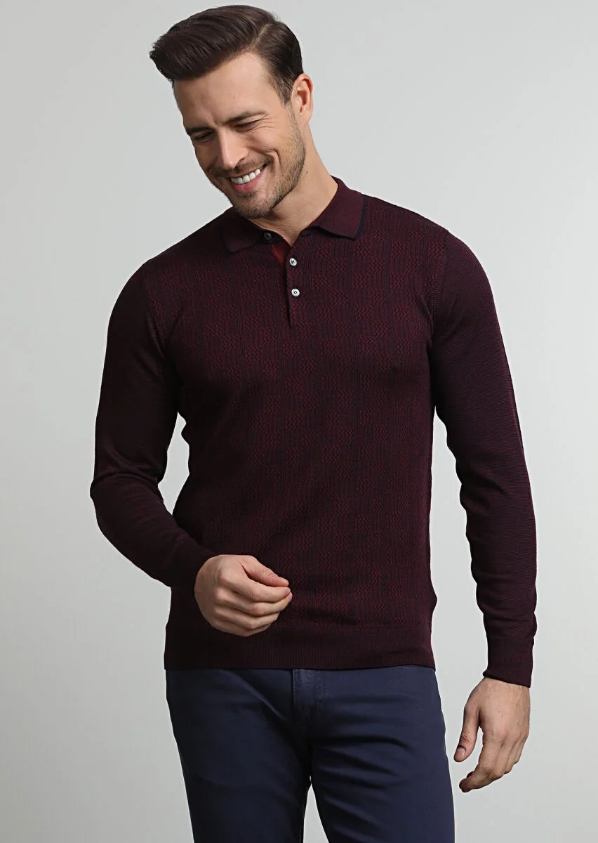 Navy Blue Knitwear Sweatshirt - 1