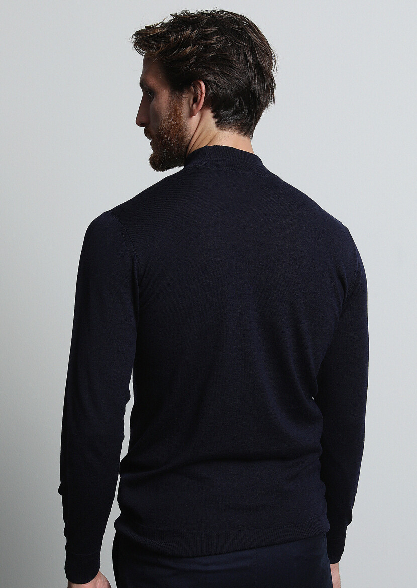 Navy Blue Knitwear Sweatshirt - 3