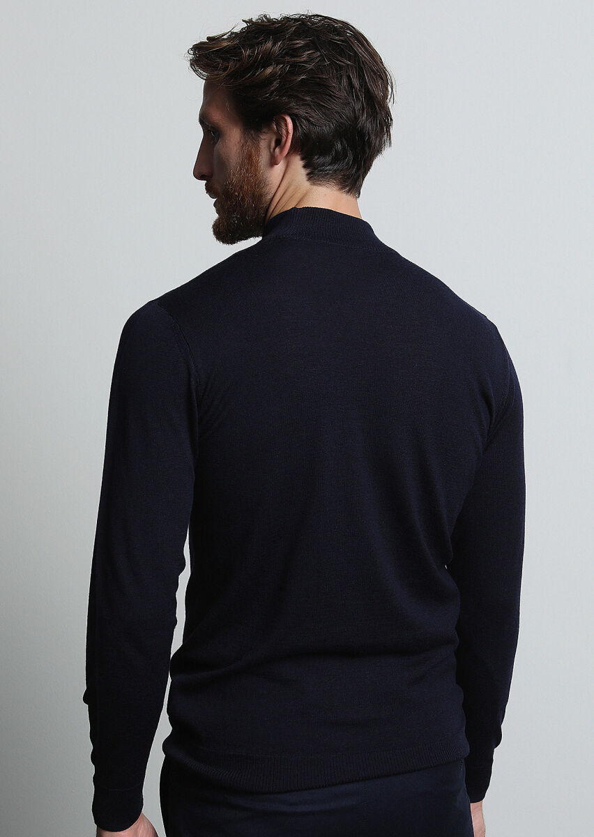Navy Blue Knitwear Sweatshirt - 3