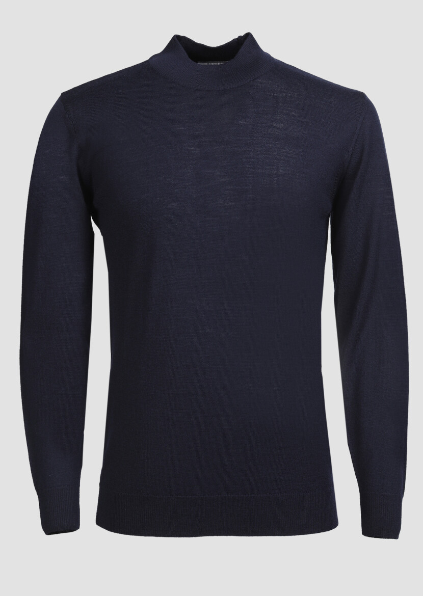 Navy Blue Knitwear Sweatshirt - 4