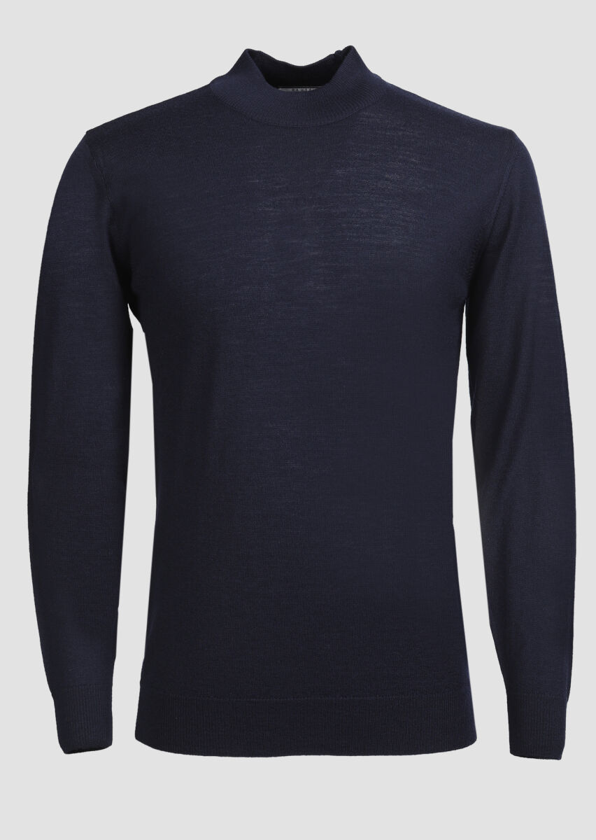Navy Blue Knitwear Sweatshirt - 4