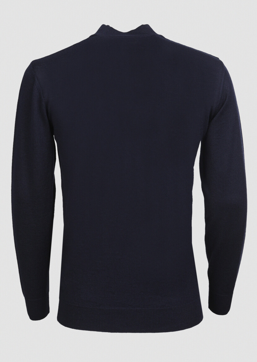 Navy Blue Knitwear Sweatshirt - 5