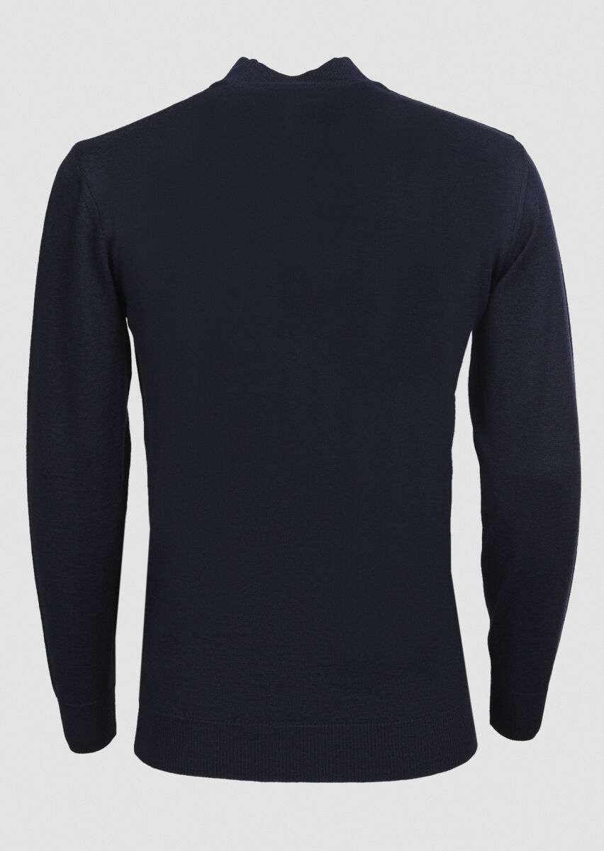 Navy Blue Knitwear Sweatshirt - 5