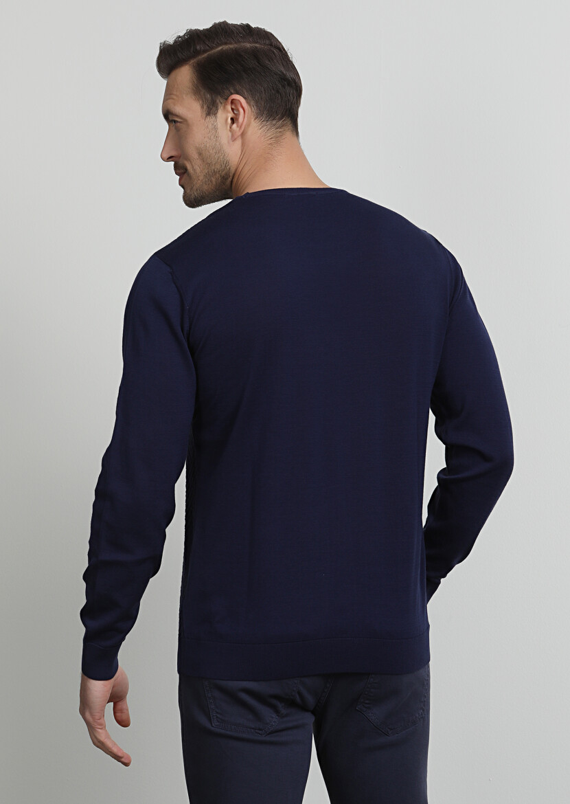 Navy Blue Knitwear Sweatshirt - 4