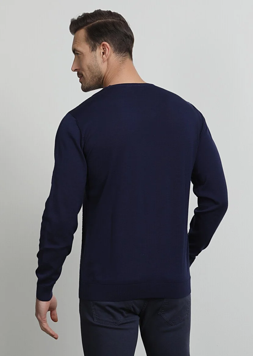 Navy Blue Knitwear Sweatshirt - 4