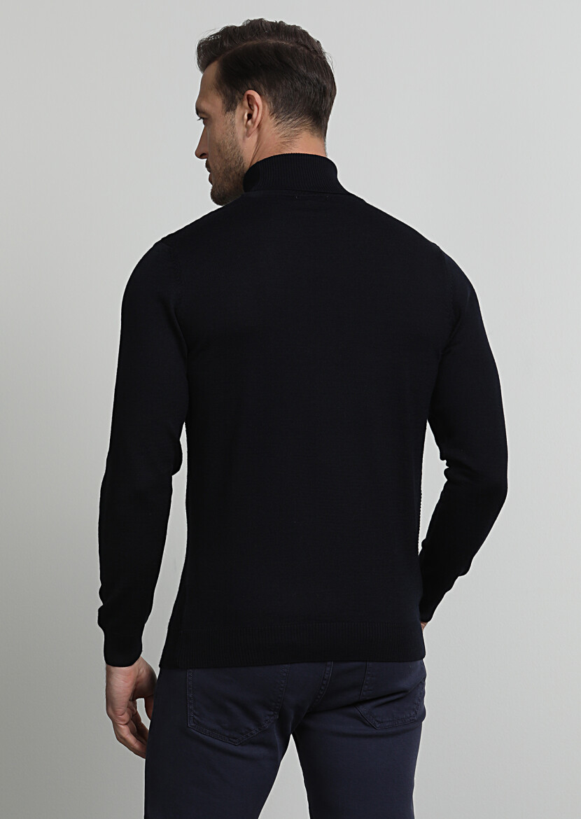 Navy Blue Knitwear Sweatshirt - 4