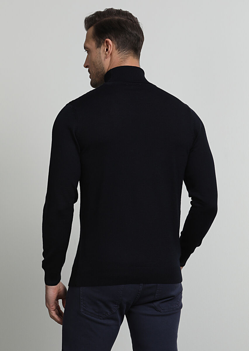 Navy Blue Knitwear Sweatshirt - 4