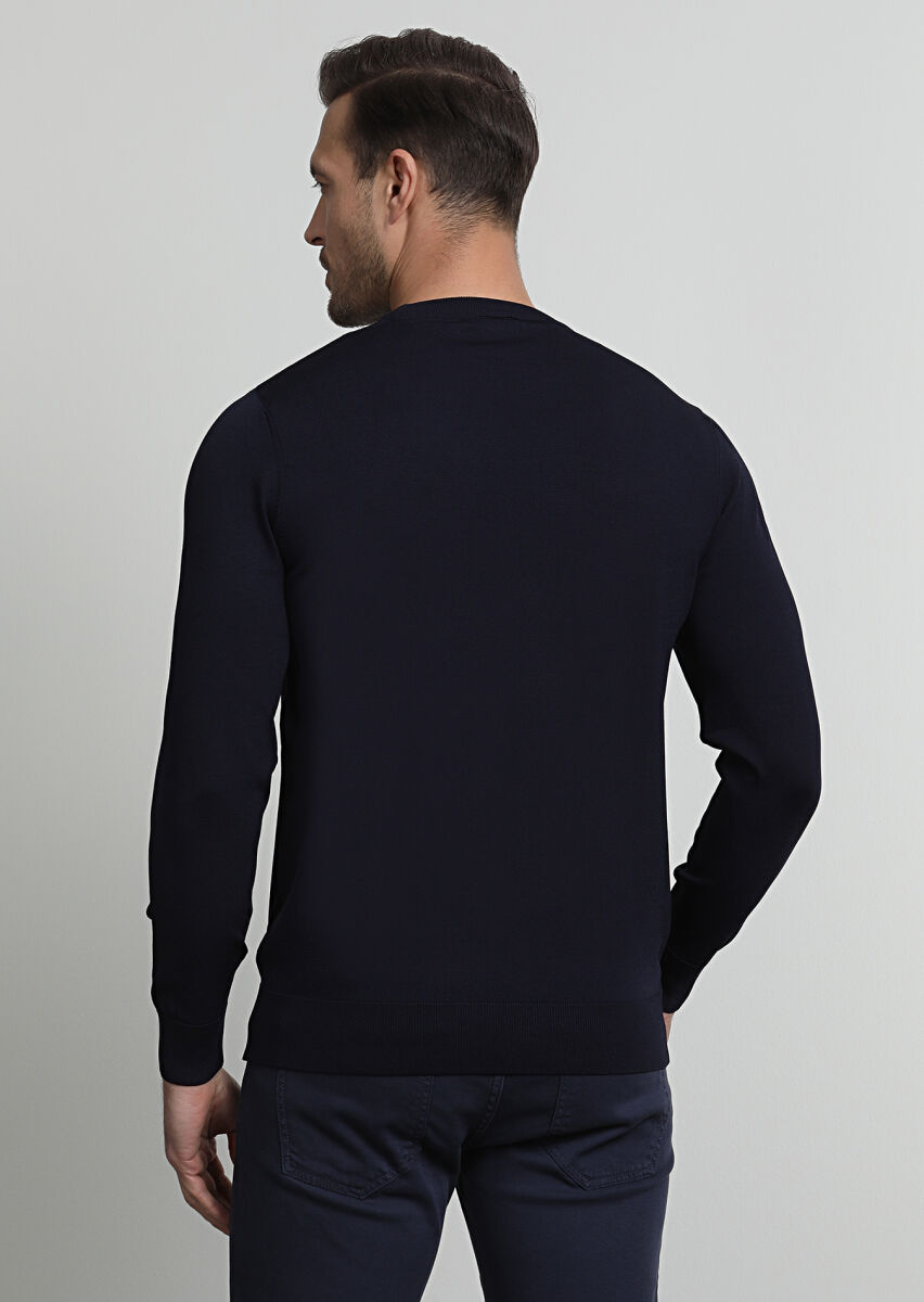 Navy Blue Knitwear Sweatshirt - 4