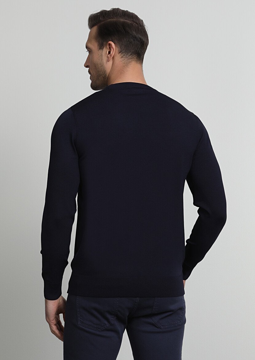 Navy Blue Knitwear Sweatshirt - 4