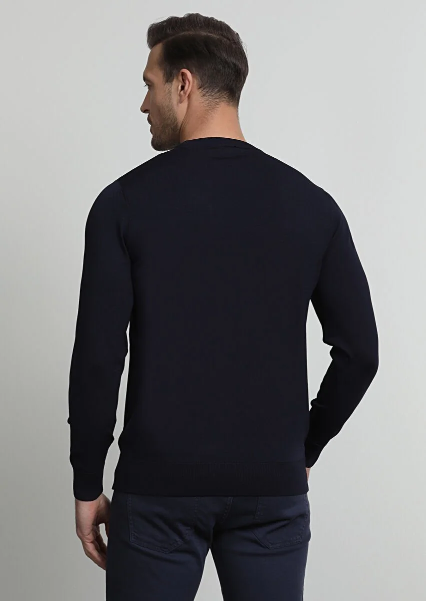 Navy Blue Knitwear Sweatshirt - 4