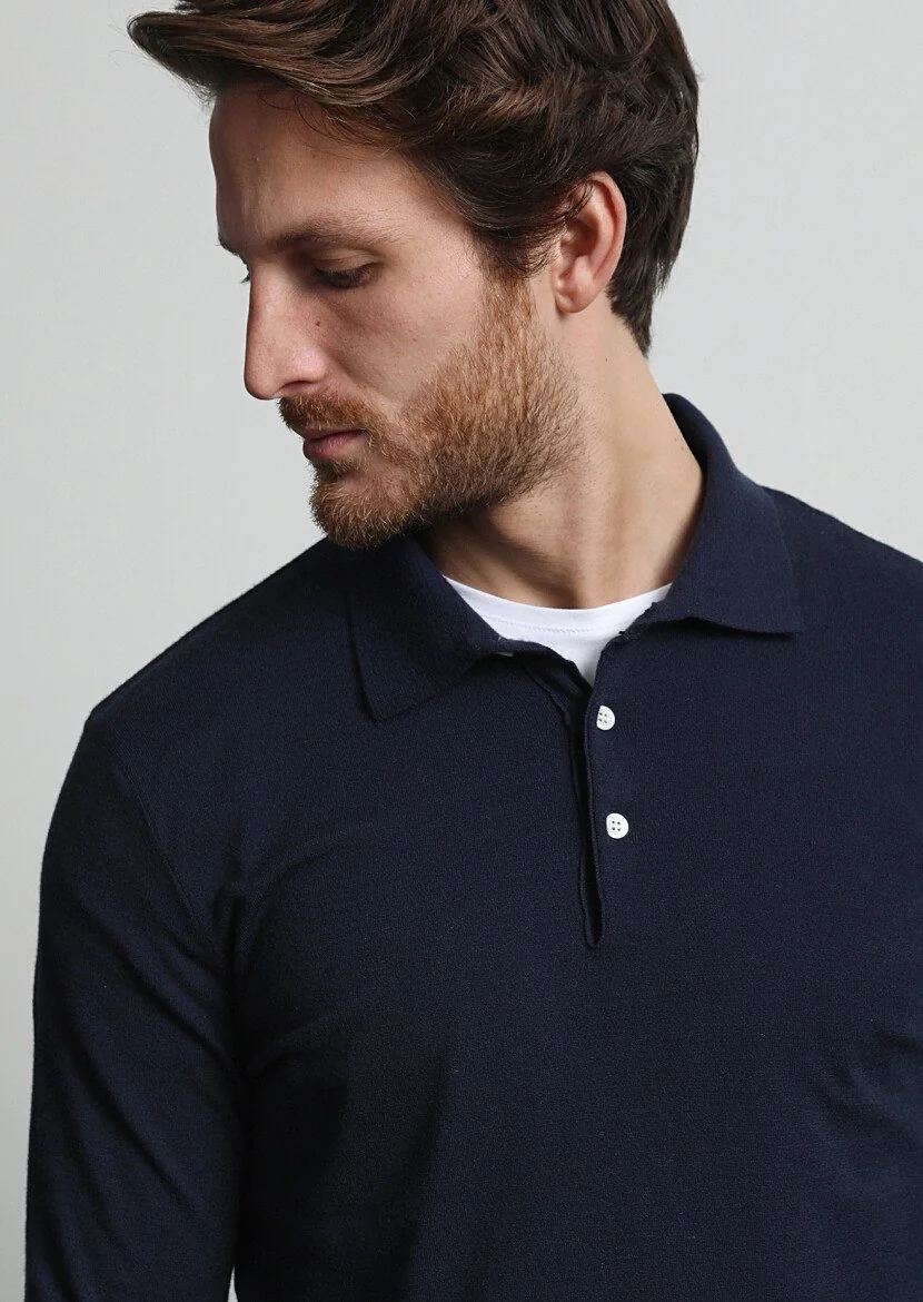 Navy Blue Knitwear Sweatshirt 