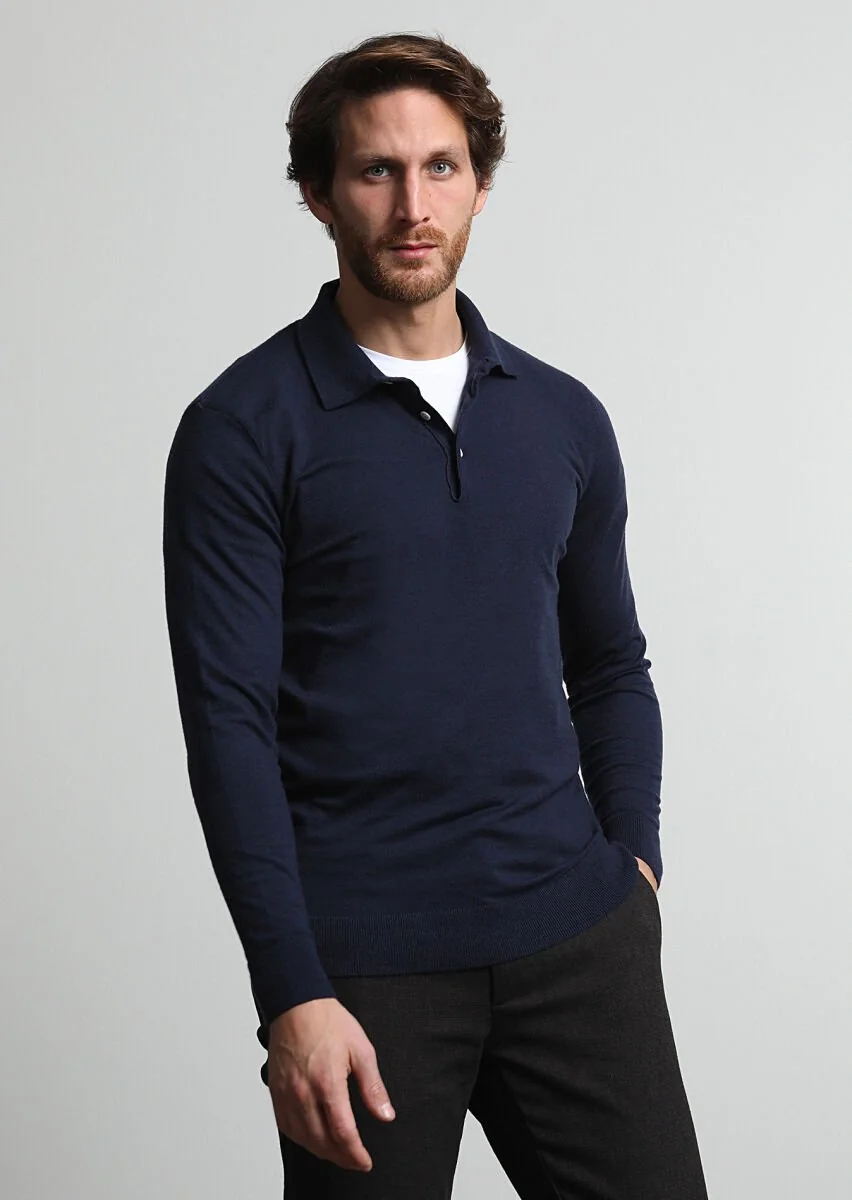 Navy Blue Knitwear Sweatshirt - 3
