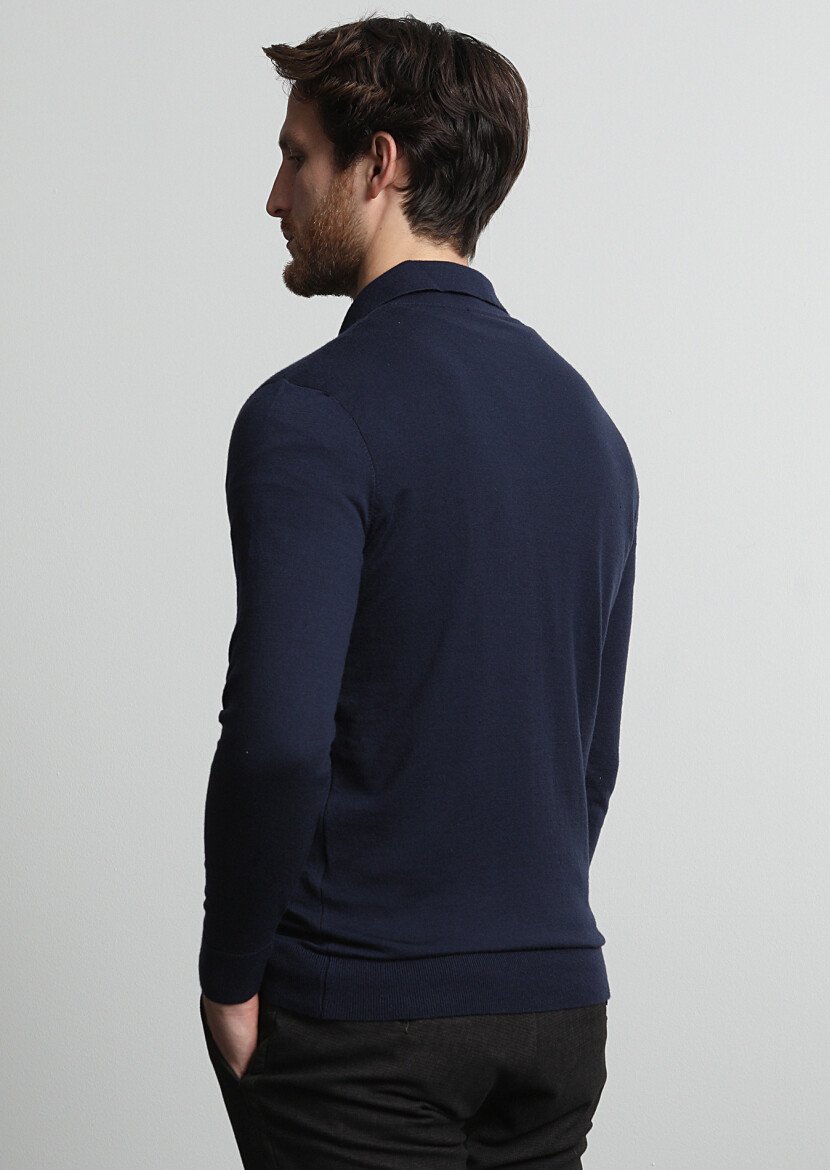 Navy Blue Knitwear Sweatshirt - 4