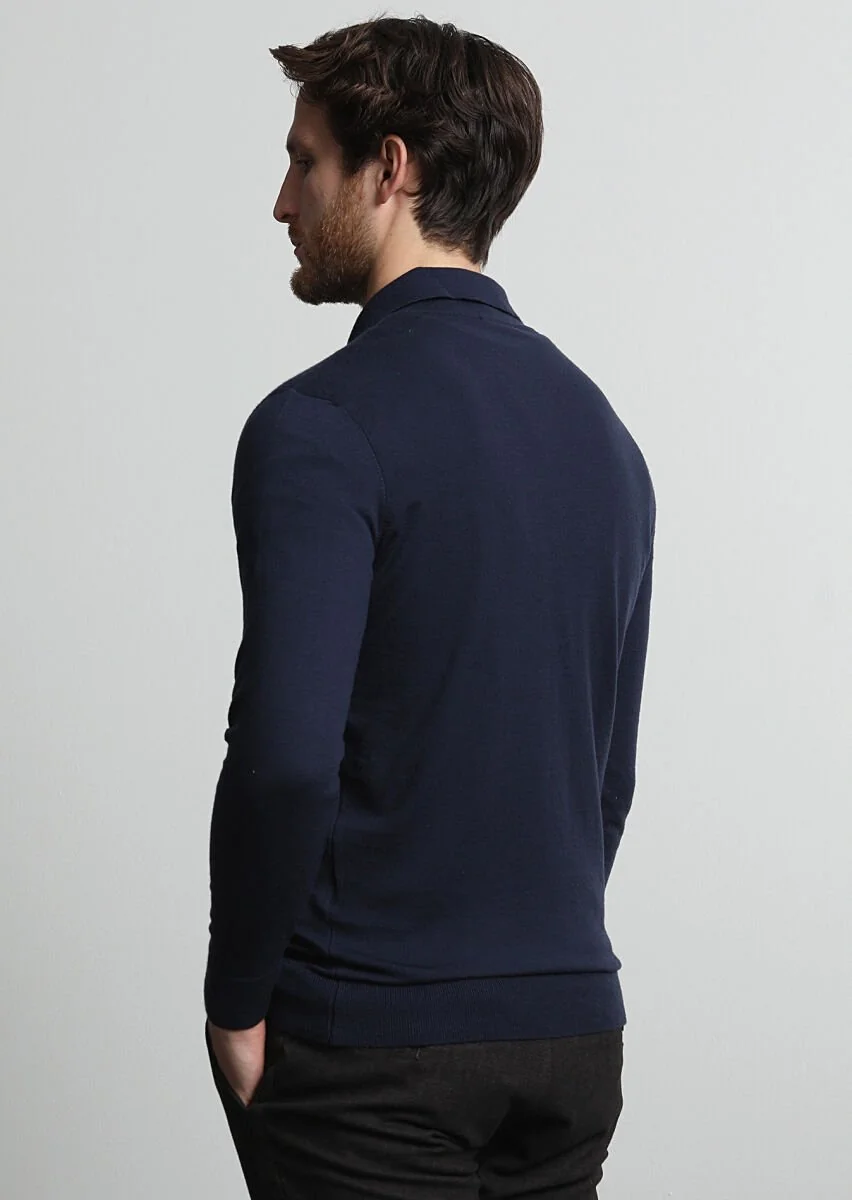 Navy Blue Knitwear Sweatshirt - 4