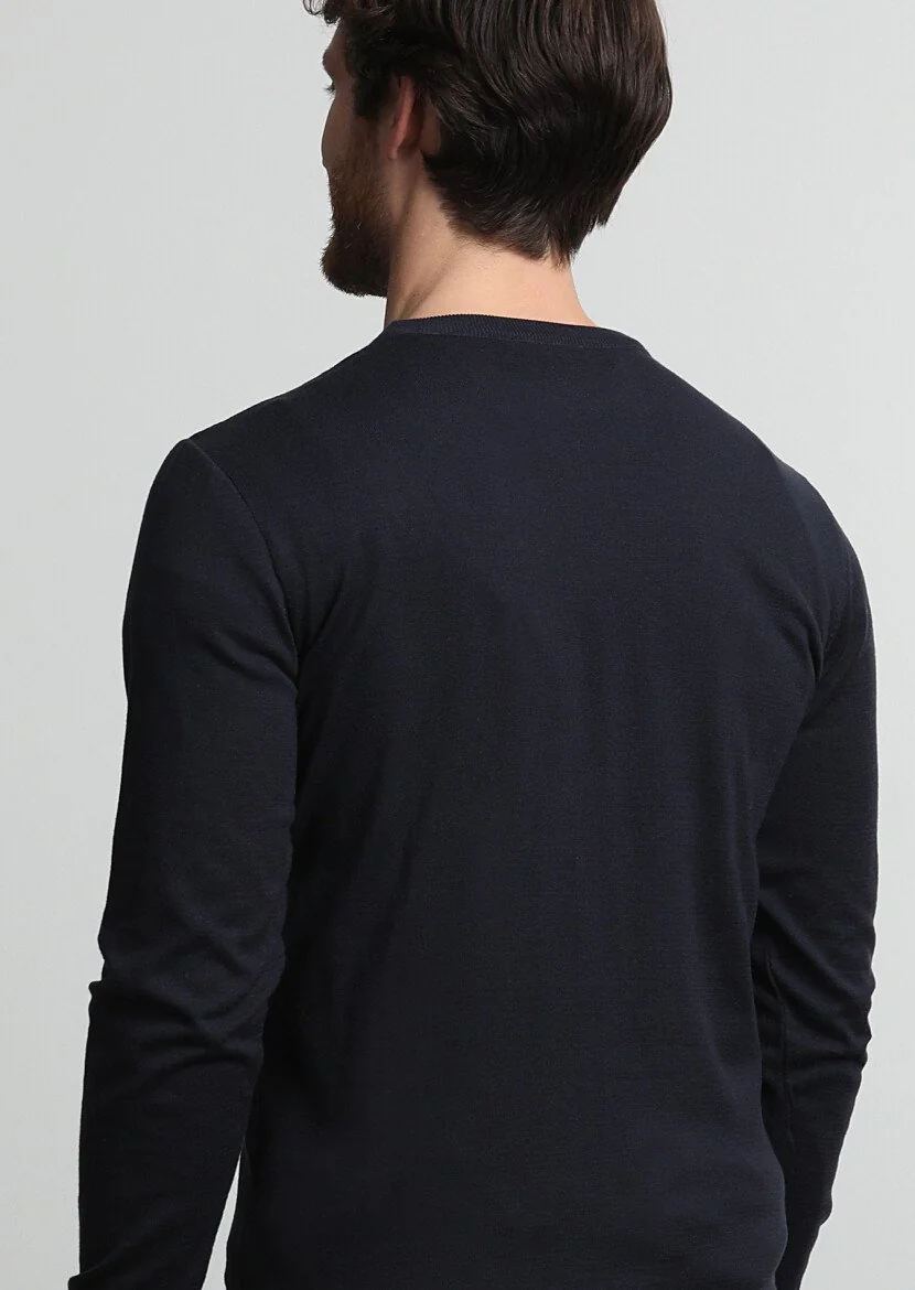 Navy Blue Knitwear Sweatshirt - 4