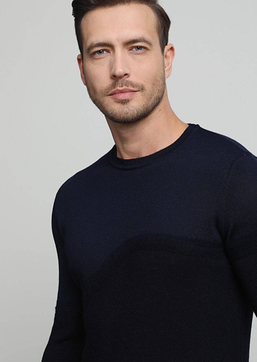 Navy Blue Knitwear Sweatshirt 