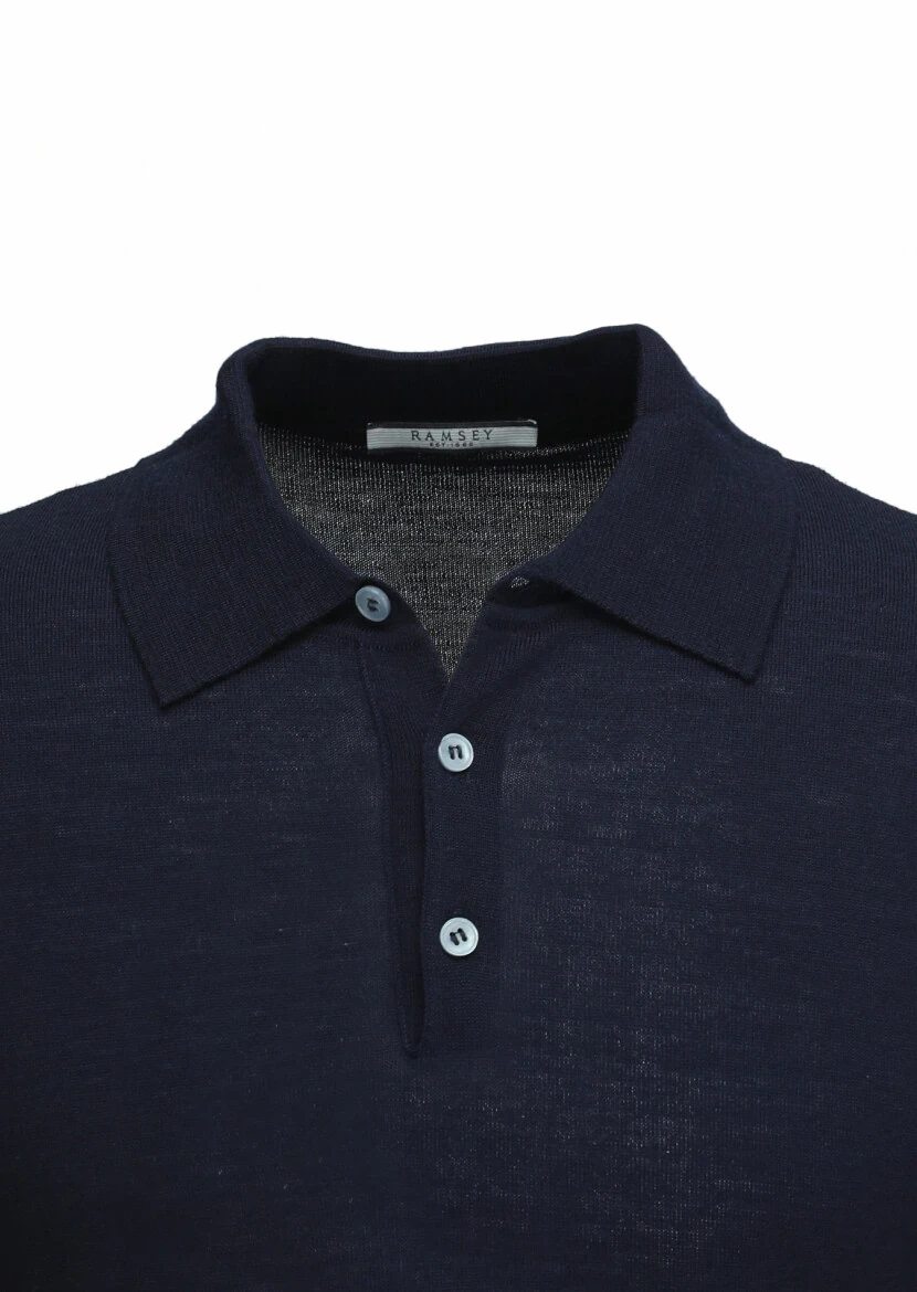 Navy Blue Knitwear Sweatshirt - 2