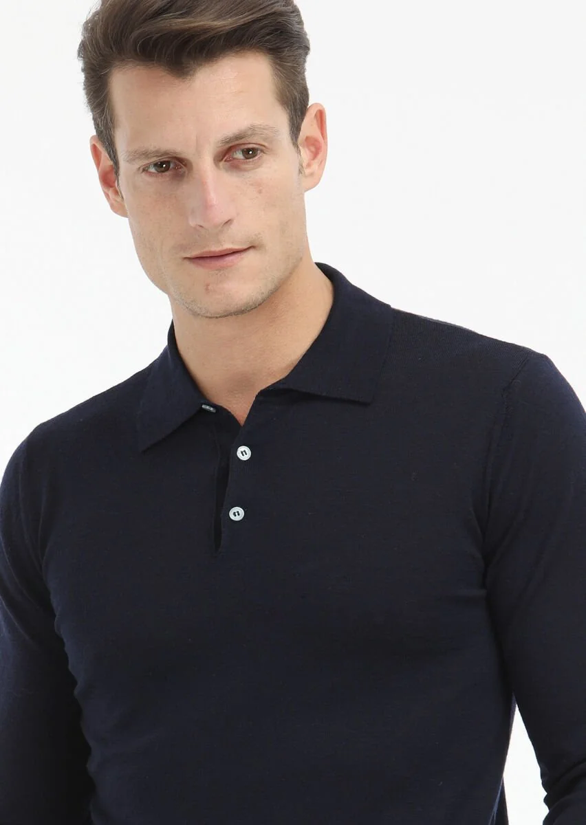 Navy Blue Knitwear Sweatshirt - 3
